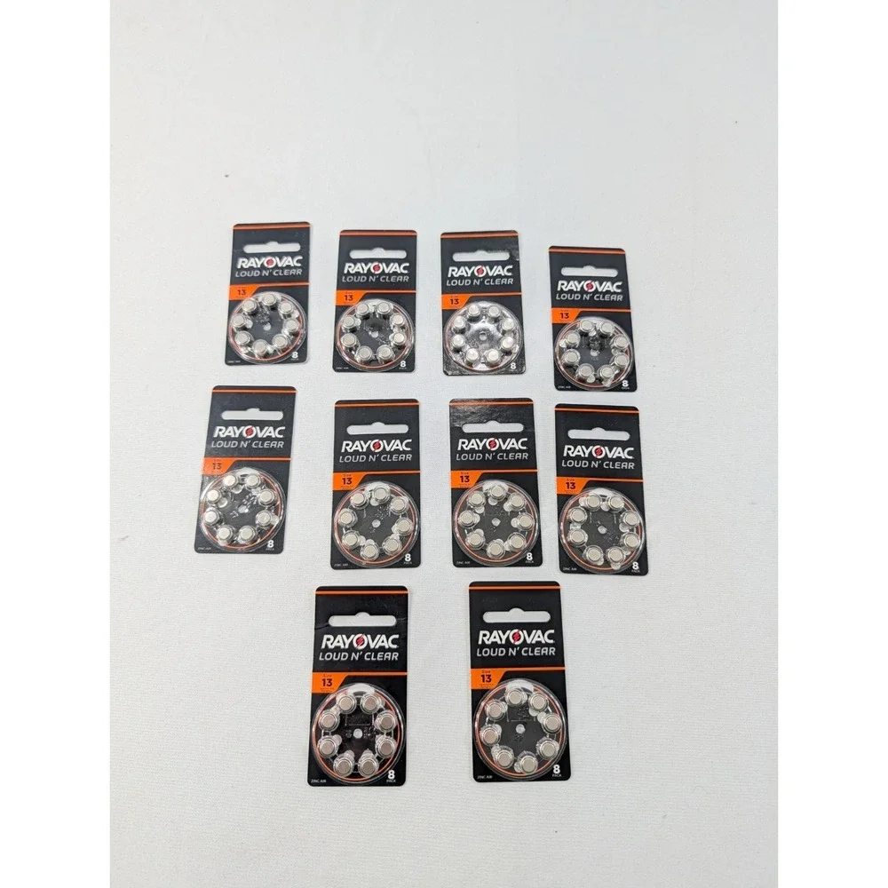 80 Batteries Rayovac Size 13 Loud N Clear Hearing Aid (10 Packs Of 8) Exp Nov/25